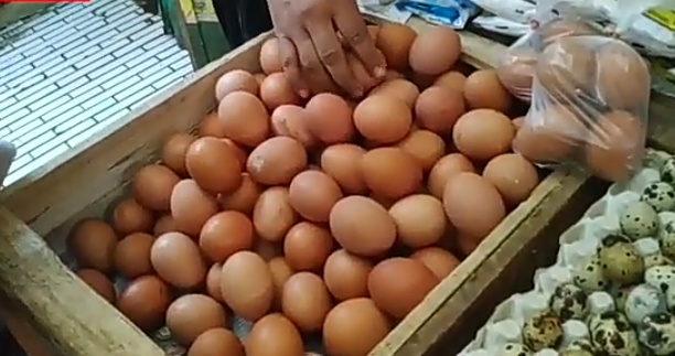 Harga telur ayam. (Foto: Laoh Mahfud/Tugu Jatim)