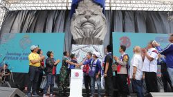 Forkopimda Malang Raya meresmikan patung Tegar Jawara di Kecamatan Kepanjen, Kabupaten Malang, Kamis (11/8/2022).
