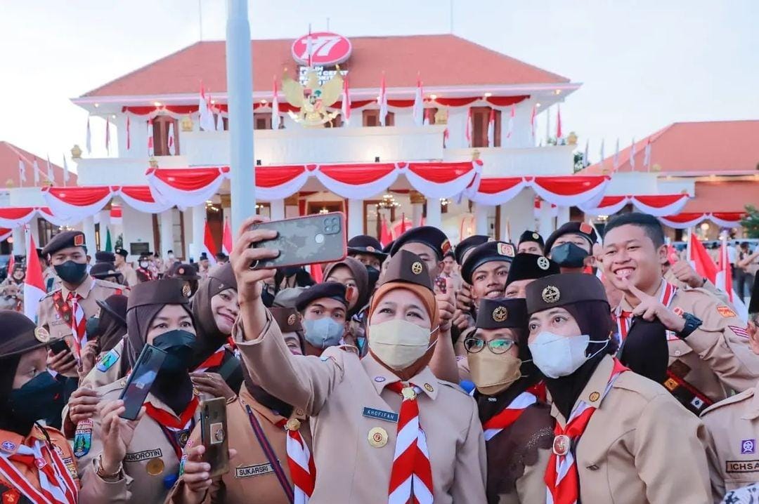 Kontingen Jambore Nasional.(Foto: IG @khofifah.ip/Tugu Jatim)