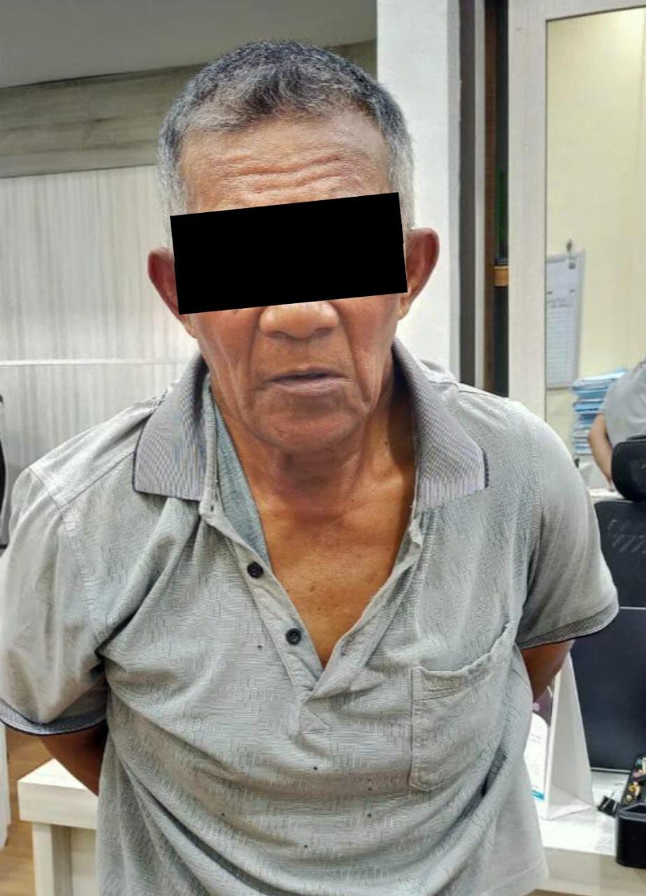 G (61), tersangka pencurian dengan kekerasan saat dibekuk Sat Reskrim Polres Malang.