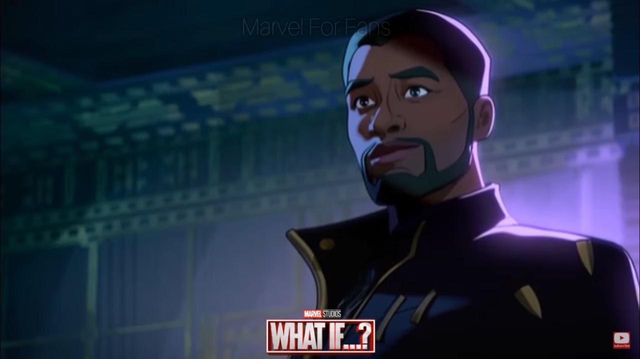 Chadwick Boseman sebagai pengisi suara Star-Lord T’Challa pada episode “What If… T’Challa Became a Star-Lord?.”