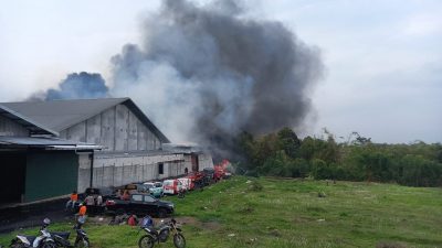 Kebakaran pabrik kertas. (Foto: Aisyah Nawangsari/Tugu Malang)