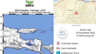 Gempa Probolinggo. (Foto: dok. BMKG/Tugu Jatim)