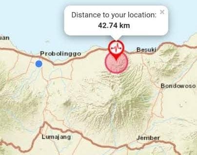 Guncangan gempa Probolinggo. (Foto: dok BMKG/Tugu Jatim)