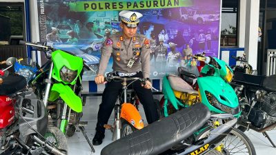 Bubarkan Balap Liar di Pasuruan, Polisi Amankan 42 Sepeda Motor