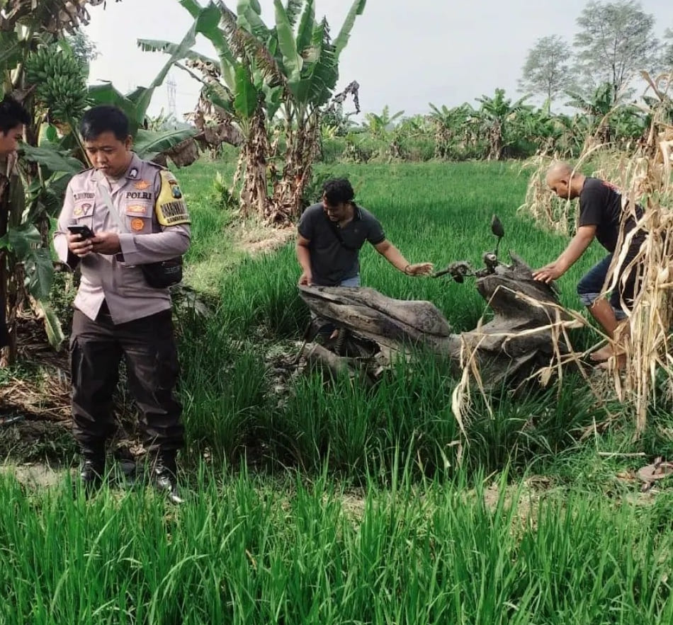 2 Pemuda Mojokerto Diduga Mabuk, Tersesat di Sawah hingga Motor PCX Nyungsep