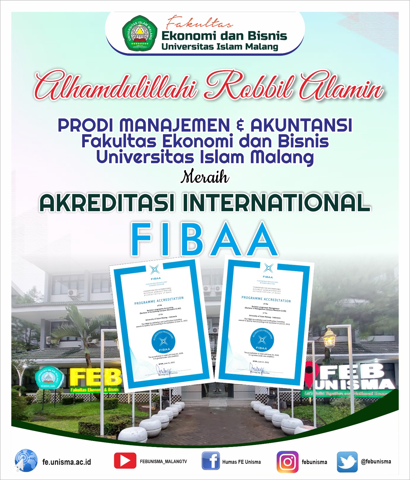 Prodi Akuntansi dan Manajemen FEB Unisma Dapat Akreditasi Internasional dari FIBAA Jerman 2 feb unisma tugu jatim