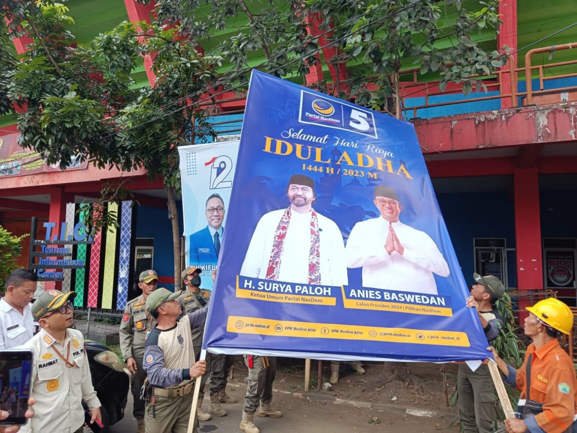 Belum Masa Kampanye, Reklame Bacaleg di Malang Ditertibkan 1 kampanye tugu jatim