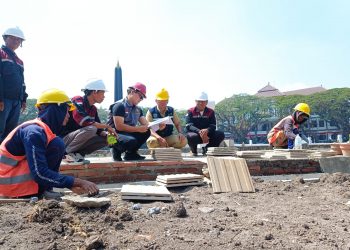 Ditinjau Kejari, Progres Revitalisasi Alun-alun Tugu Kota Malang Capai 32 Persen