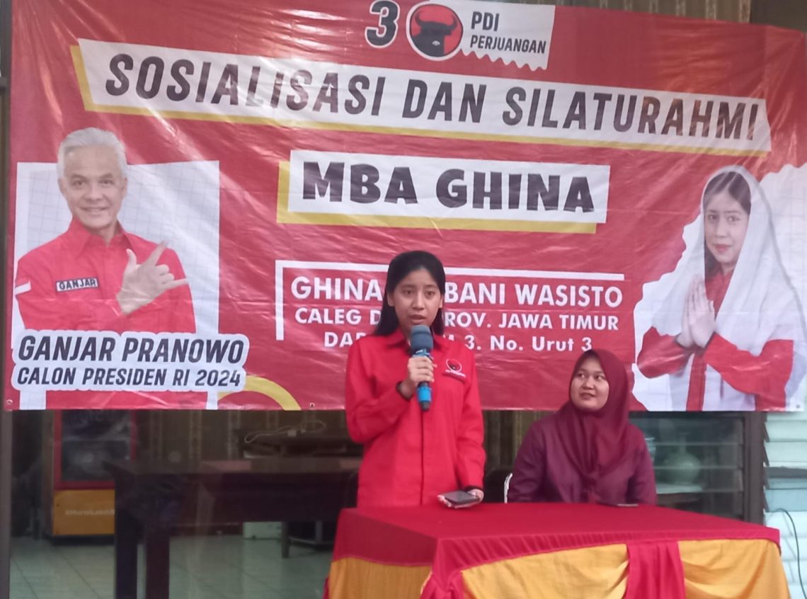 Ghina Rabbani Wasisto, bacaleg perempuan termuda dari PDIP yang akan maju dalam pileg DPRD Jatim di 2024 mendatang. Foto: Laoh Mahfud/Tugu Jatim