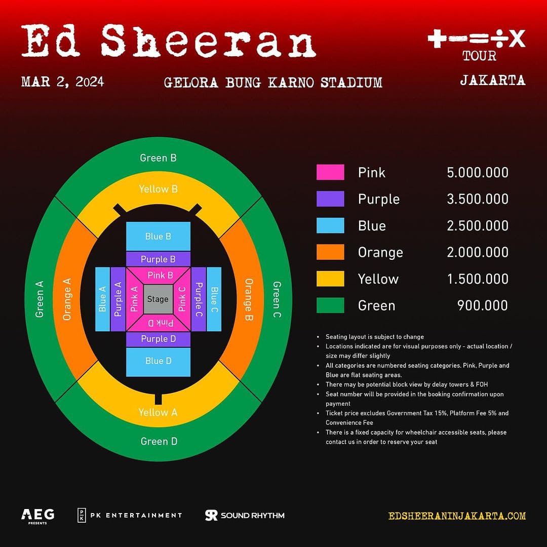 Konser Ed Sheeran di Jakarta 2023.