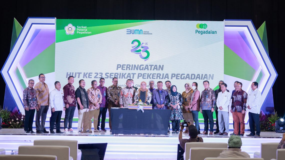 Tasyakuran HUT ke-23 Serikat Pekerja PT Pegadaian Angkat Tema Disruption Agility 1 Suasana HUT ke-23 SP PT Pegadaian yang digelar di Ballroom Pegadaian Tower, Jakarta, pada Senin (2/10/2023). Foto: dok Pegadaian