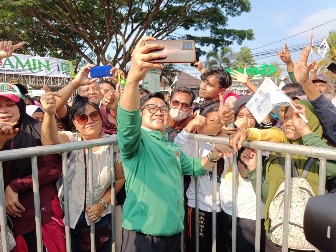 Bakal Calon Wakil Presiden, Muhaimin Iskandar disambut ratusan ribu warga di Malang Raya. Foto: Yona Arianto/Tugu Jatim