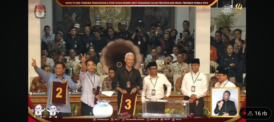 Dok! KPU RI Tetapkan Nomor Urut Pasangan Capres dan Cawapres 2024 1 Nomor urut.