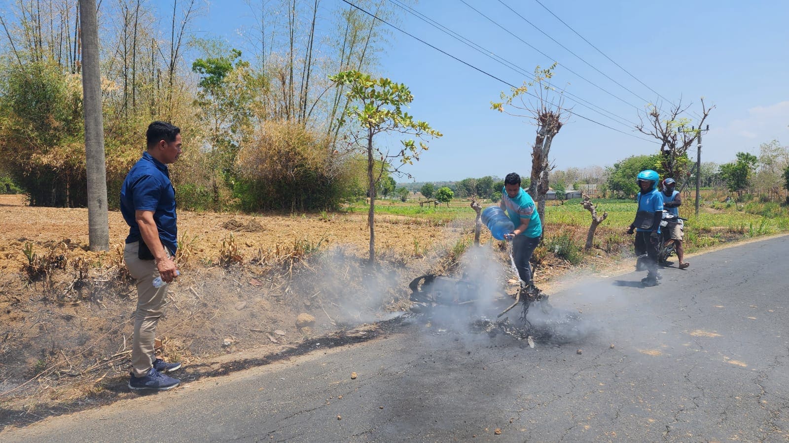 Motor terbakar di Tuban.