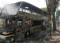 Bus Double Decker PO Karina Jurusan Madura-Jakarta Hangus Terbakar di Pamekasan