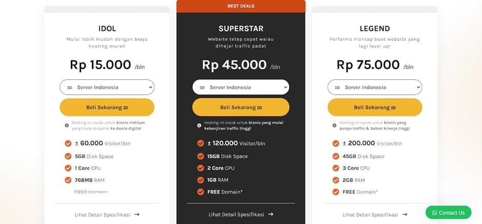 biaya hosting dan domain di Jagoan Hosting. 