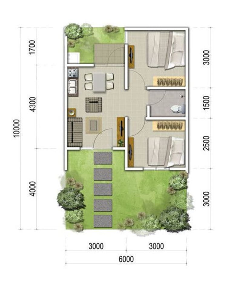 Rekomendasi desain rumah type 36 agar terlihat luas terbaru 2023.