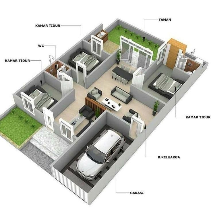 Contoh Denah Terbaru 2024: Bikin Betah 10 Desain Rumah Minimalis 3 Kamar yang Luas 8 Ide desain rumah minimalis 3 kamar terbaru 2024.