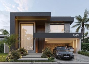 Desain rumah 2 lantai minimalis modern elegan.
