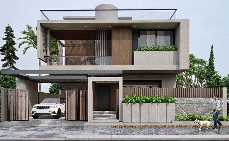 Desain rumah 2 lantai minimalis modern elegan 2024.