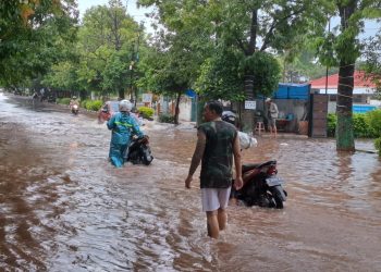 nekat terjang banjir