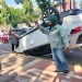 Benturan Kecelakaan Sampai Posisi Mobil Terbalik di Tengah Jalan