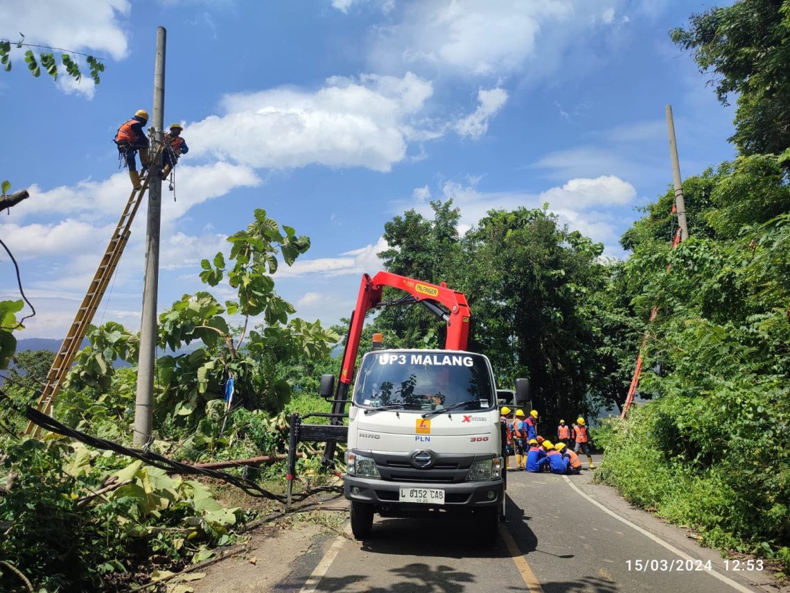Tiang listrik dan kabel.
