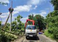 Tiang listrik dan kabel.