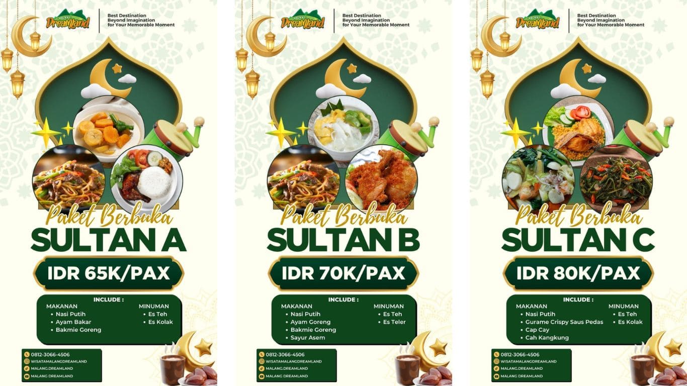 Bukber Seru di Kaki Gunung Bromo: Malang Dreamland Hadirkan Pengalaman Unik untuk Milenial 4 Paket buka puasa di Malang Dreamland.
