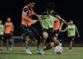 Tim Persebaya saat menjalani latihan di Lapangan Thor Surabaya