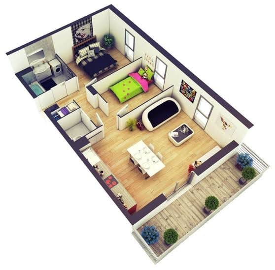 Inspirasi 5 Desain Rumah 6x10 Memanjang Tipe Minimalis Modern: Cocok Banget Jadi Hunian Kaum Milenial! 4 Contoh desain rumah 6x10 memanjang.