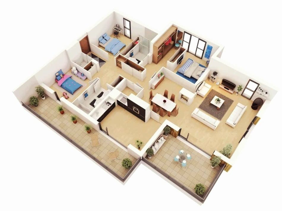 Desain rumah sederhana 3 kamar di kampung terbaru 2024.
