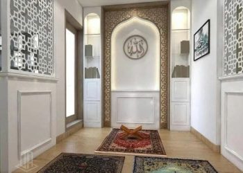 Desain mushola minimalis dalam rumah.