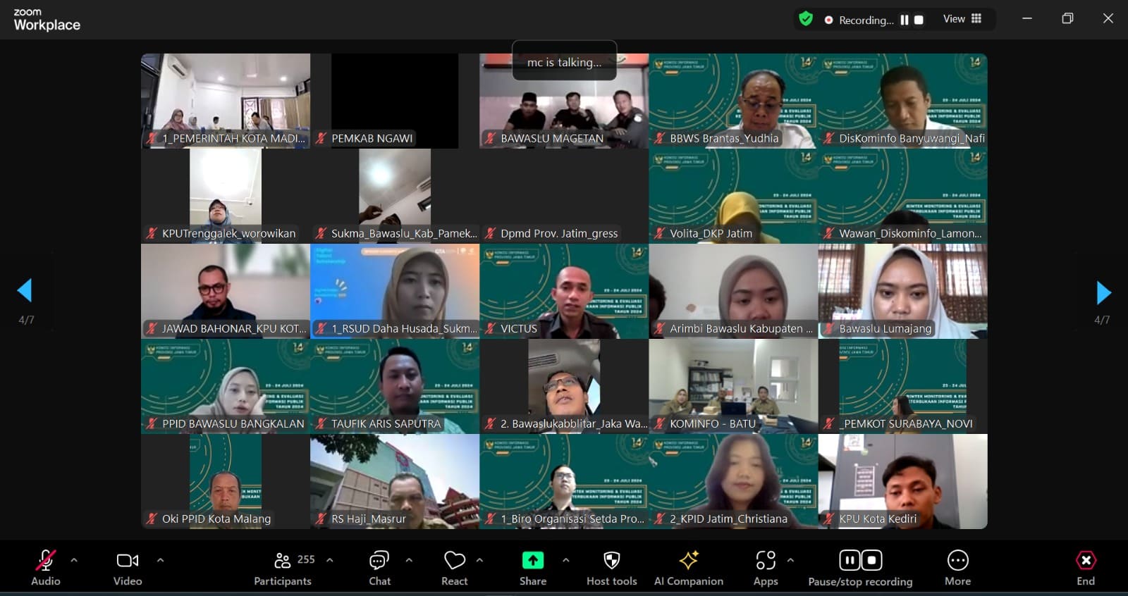 Monev KI Provinsi Jatim.