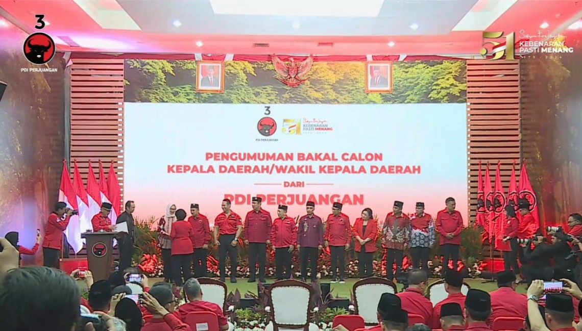 PDIP Umumkan 6 Paslon Gubernur dan Wakil Gubernur 2024, Tak Ada DKI Jakarta dan Jatim 1 PDIP.