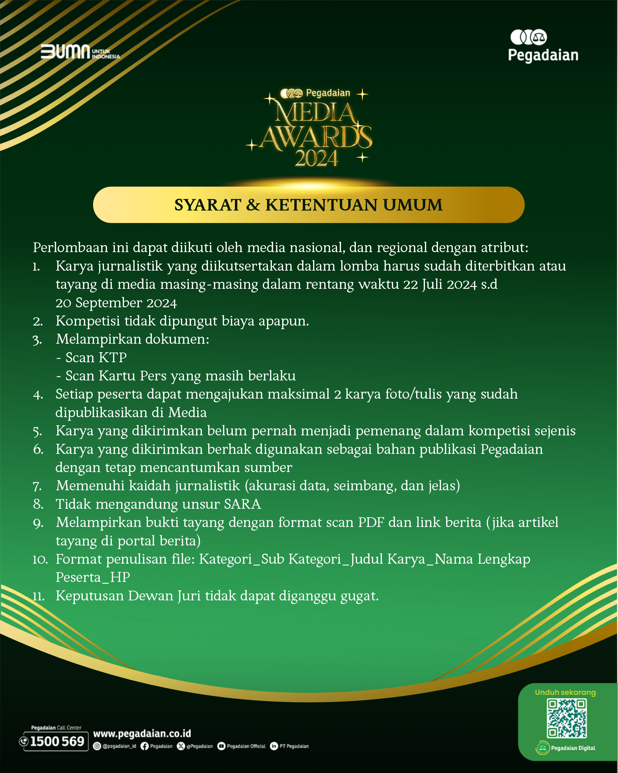 123 Go!! Pegadaian Media Awards 2024 Resmi Digelar 4 Award Pegadaian