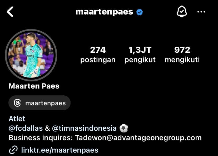 Dua Kali MVP Selamatkan Gawang Indonesia, Followers Instagram Maarten Paes Naik Melejit 2 Follower Maarten Paes.