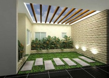 Taman belakang rumah minimalis.