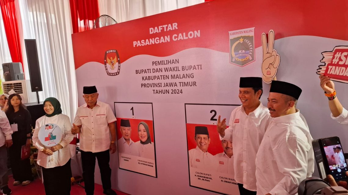Hasil Undian Nomor Urut Paslon Pilkada Malang 2024: Sanusi-Lathifah 1, Gunawan-Umar 2 1 Pengundian nomor urut paslon