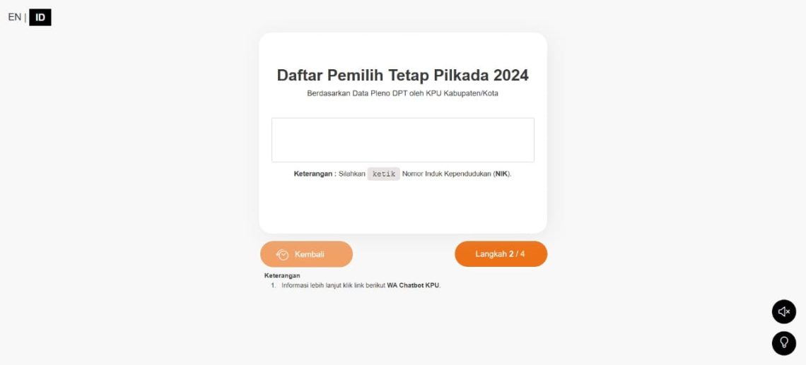 Gambar laman atau website untuk mengecek DPT. (Foto: Tangkapan Layar)
