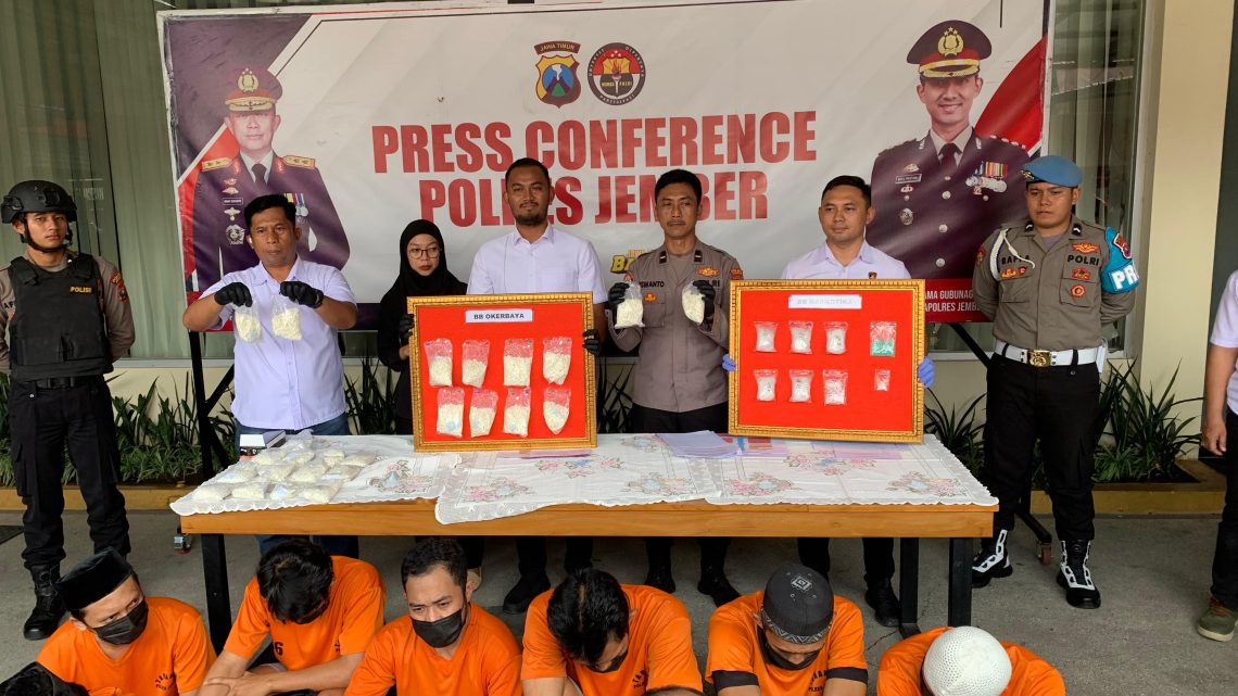 12 Orang Ditetapkan Tersangka Polres Jember dari Kasus Narkotika dan Okerbaya 1 Polres Jember