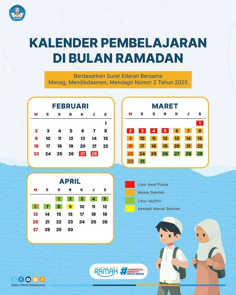 Jadwal libur awal puasa 2025.