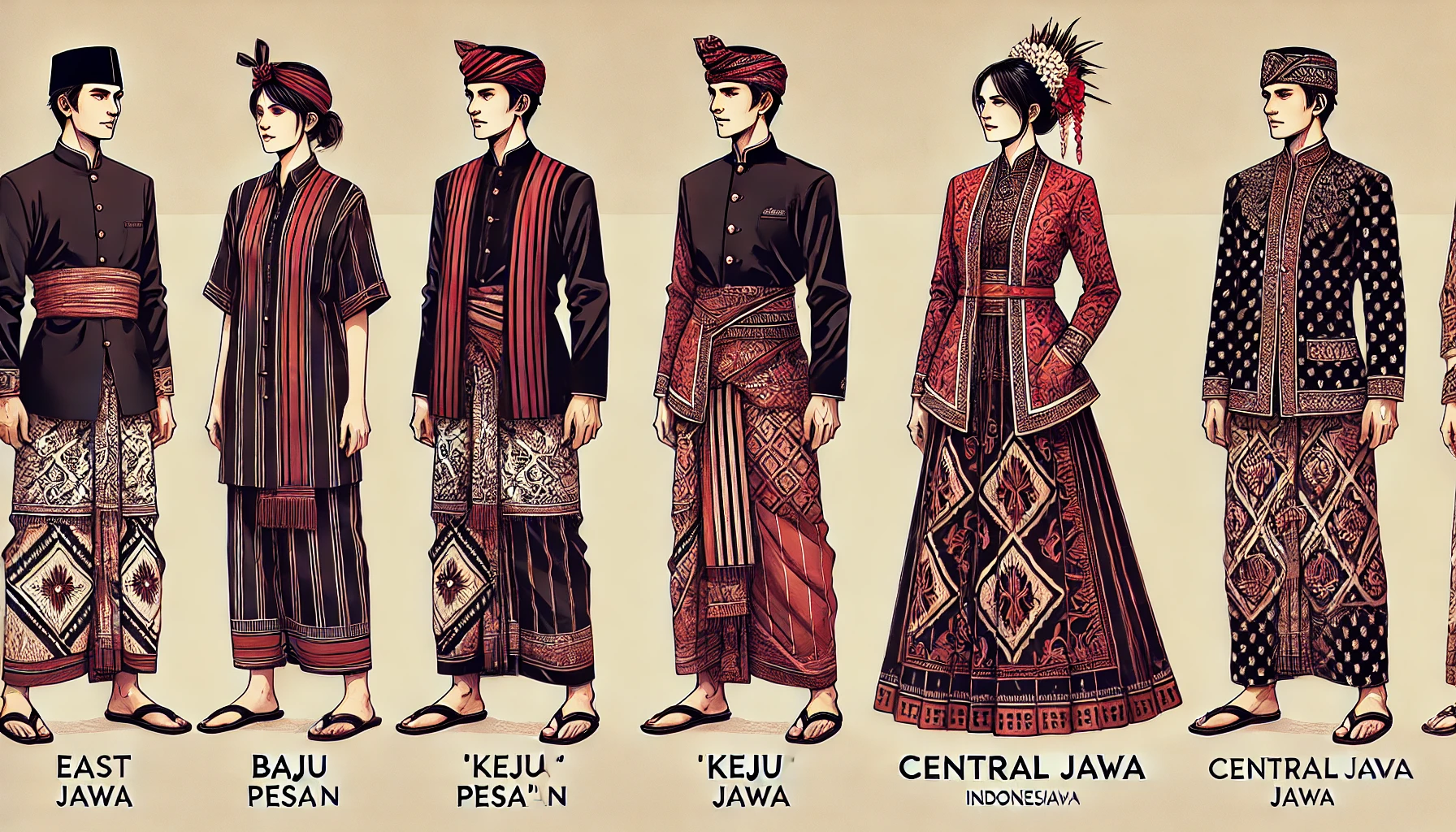 Pakaian Adat pria wanita Jawa Timur vs Jawa Tengah