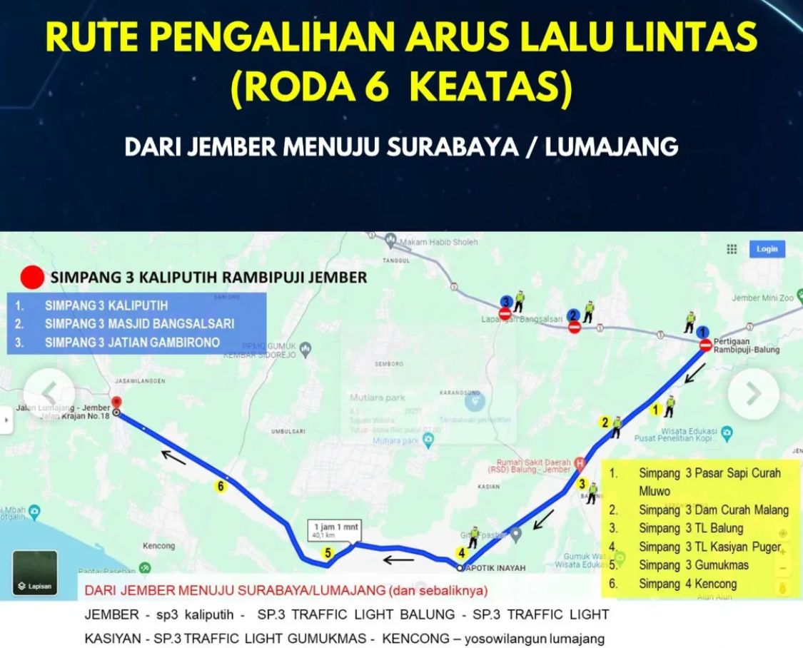 Rekayasa Lalu Lintas Saat Haul Habib Sholeh Jember 12–13 April 2025 6 pengalihan arus lalu lintas