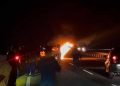 Mobil terbakar di Tol Jombang Mojokerto.