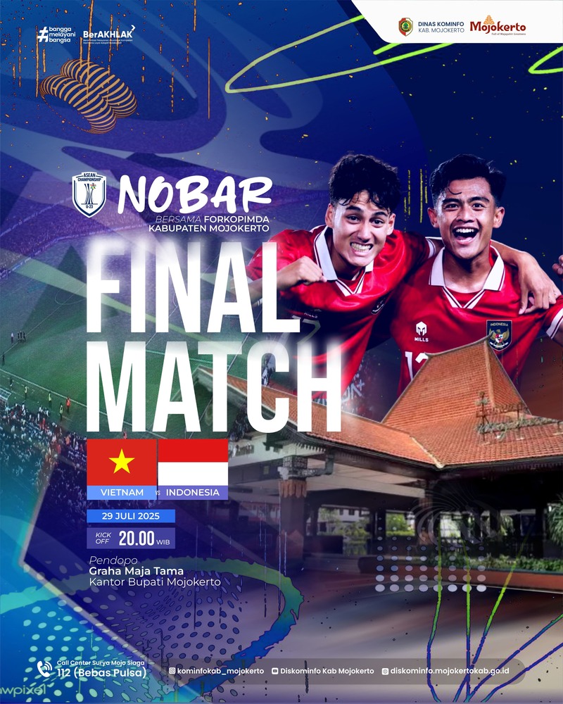 Gelar Nobar Final Piala AFF U-23 2025, Bupati Mojokerto Ajak Masyarakat Dukung Timnas 1 Piala AFF U-23 2025.