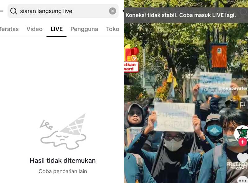 Fitur Live TikTok Mati, Pedagang-Pembeli Online di Mojokerto Merana 1 Fitur live TikTok.