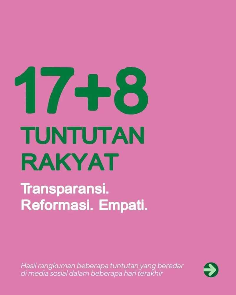 Deretan Artis yang Ikut Gaungkan 17+8 Tuntutan Rakyat, Apa Itu? 1 17+8 Tuntutan Rakyat.