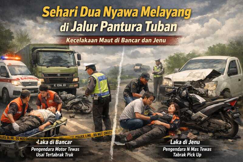 Dalam Sehari, 2 Nyawa Melayang di Jalur Pantura Tuban: Laka Maut di Bancar dan Jenu 1 Jalur Pantura Tuban.